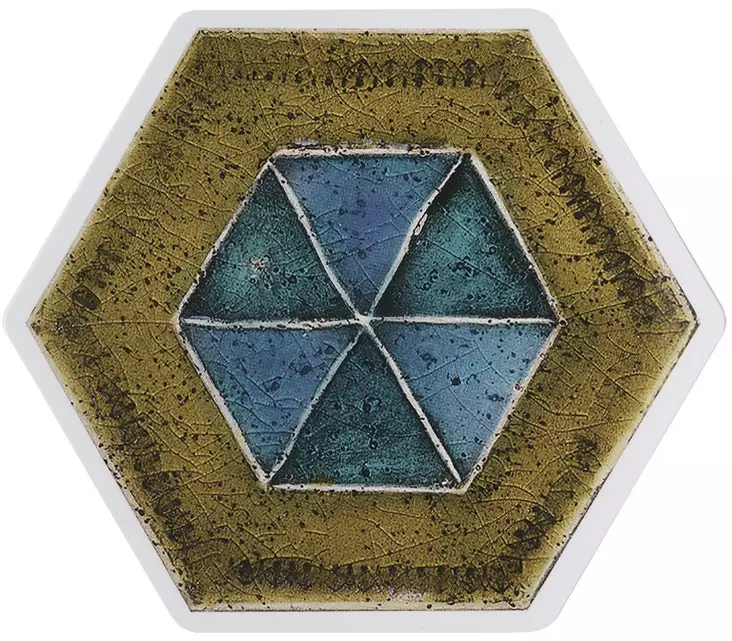 Rut Bryk Postcard Hexagon Blue & Yellow - - 2544 - 1