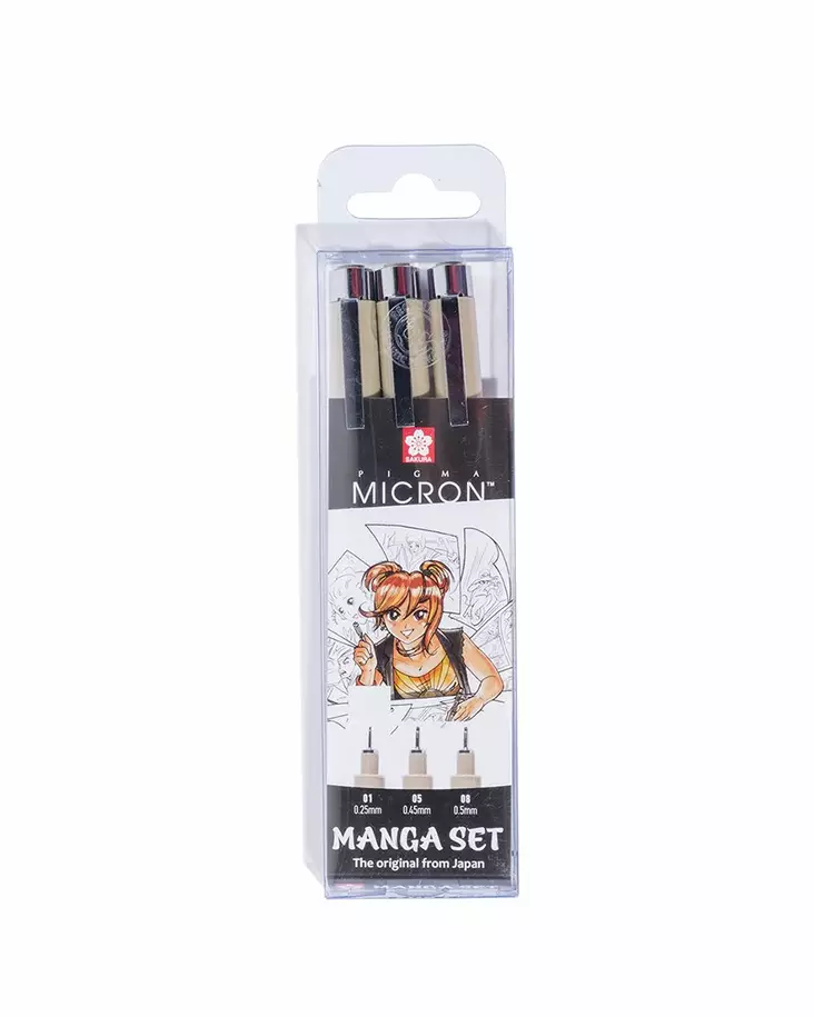 Sakura Pigma Micron Manga, 3-setti - Taide- & Askartelutarvikkeet - 8712079397616 - 1