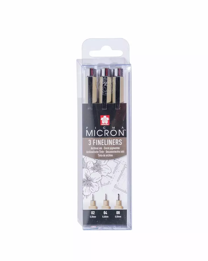 Sakura Pigma Micron Fineliners, 3-setti - Taide- & Askartelutarvikkeet - 8710141132417 - 1